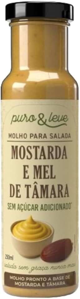 MOLHO SALADA SAUDÁVEL VEGANO MOSTARDA E MEL DE TÂMARA PURO & LEVE 250ML