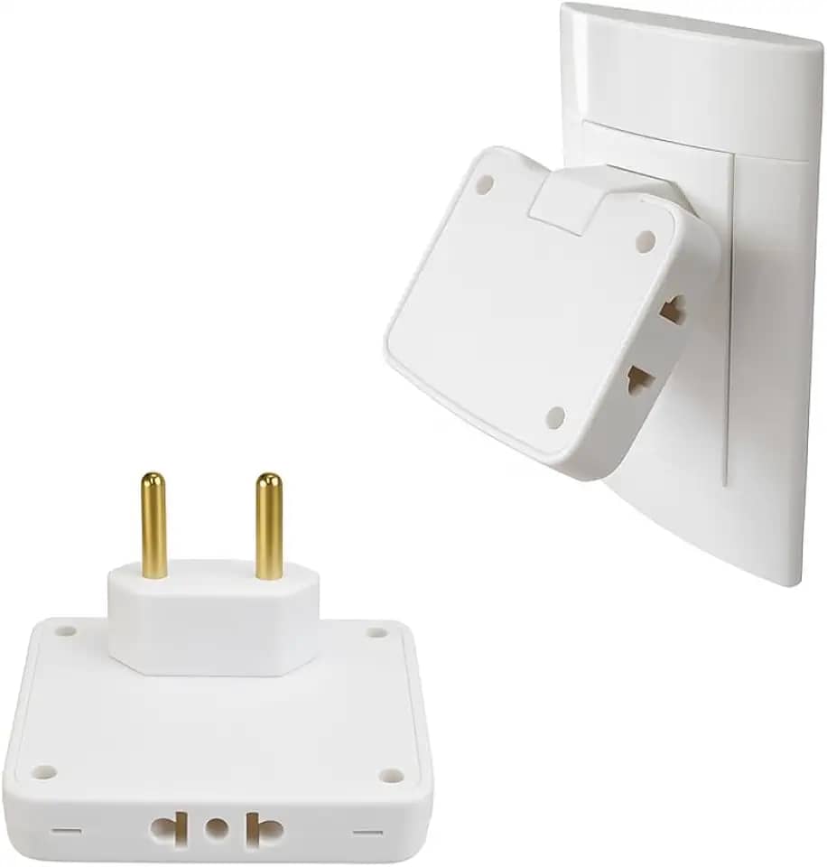 Adaptador de Tomada Articulável 3 Saídas 10A Bivolt 127V/ 220V Sistema Dobrável 90 Graus
