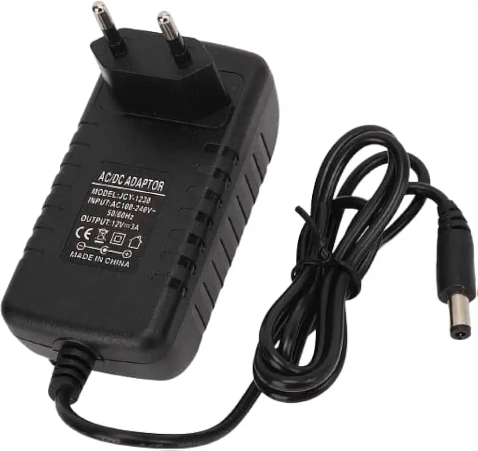 Fonte de Alimentação 12V 3A Bivolt Automática com Plug 5.5mm x 2.1mm (P4) – Compatível com Dispositivos Eletrônicos, Entrada 100-240V, Cabo de 90cm, Cor Preta