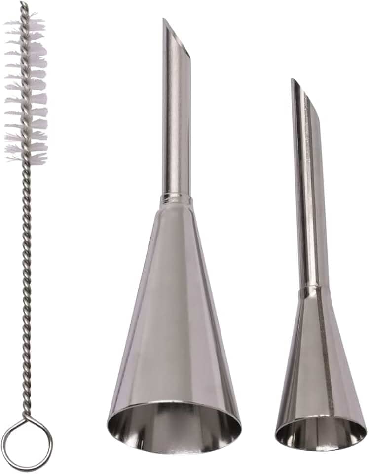 Mimo Style Bicos Para Confeitaria em Aço Inoxidável. Conjunto de Dois Bicos e Acompanha Acessório Para Limpeza. Perfeitos Para Os Mais Diversos Tipos de Sobremesas. Reutilizável, Resistente e Durável