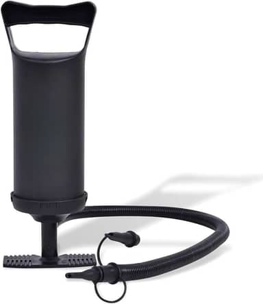 Bomba de Ar Manual para Infláveis, 30cm, 3 Bicos Adaptáveis, Mangueira Flexível, Alta Pressão, Portátil