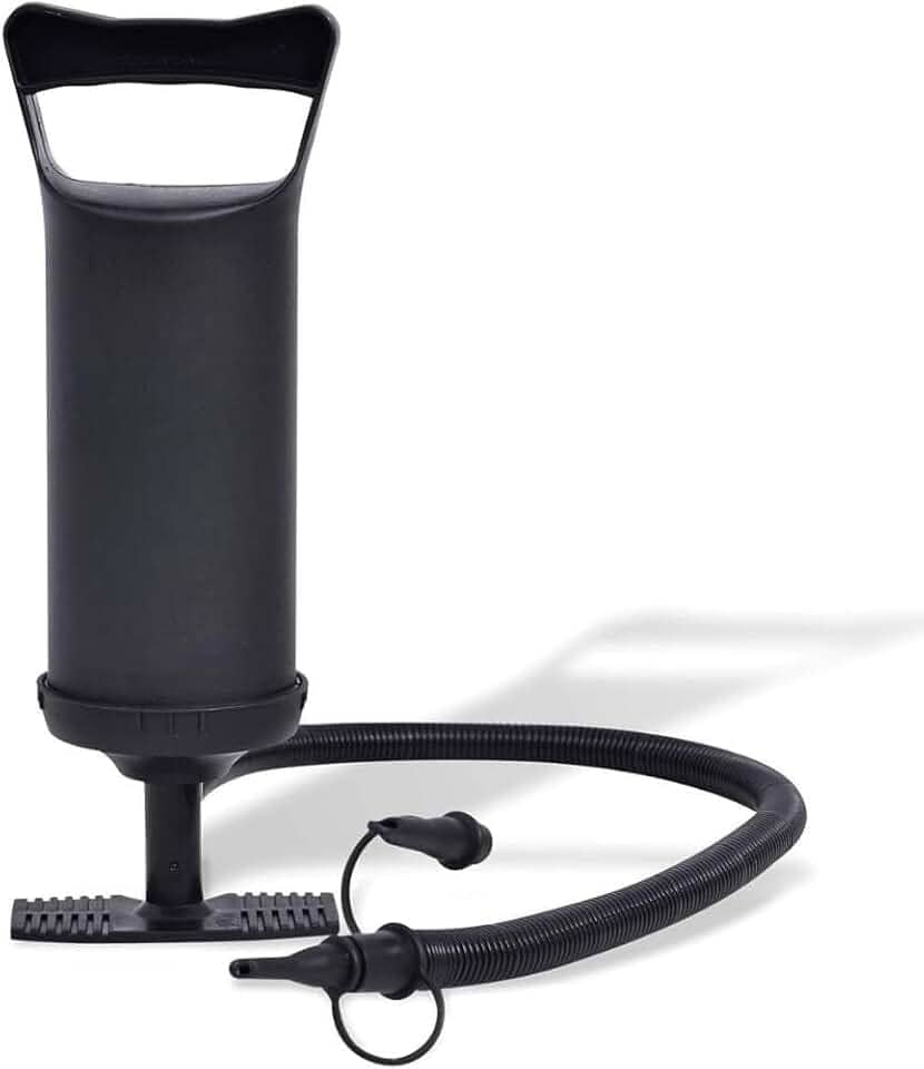 Bomba de Ar Manual para Infláveis, 30cm, 3 Bicos Adaptáveis, Mangueira Flexível, Alta Pressão, Portátil