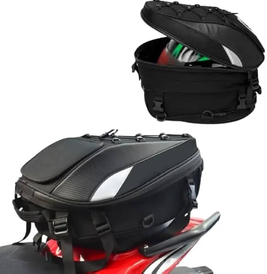 Bau bauleto alforge traseiro universal 37l preto para moto com refletivo + capa impermeável