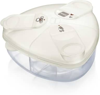 MAM Baby Porta Leite em Pó Com 3 Compartimentos de 40g Com Tampa Antivazamento e Forma Triangular, Neutro