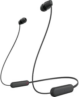 Sony Fones de ouvido intra-auriculares WI-C100 sem fio Bluetooth com microfone embutido, preto