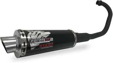 Escapamento Coyote Modelo START Mini-Sport Alumínio - CG 125 Fan 2009 até 2018 / CG 150 Titan/Fan KS/ESi ano 2009/2013 - Preto/Cromado