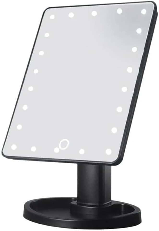 Espelho Articulado De Mesa Com Iluminação LED Para Maquiagem E Barbear (Preto)