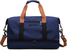 Bolsa de viagem portátil bolsa de bagagem de viagem de curta distância de grande capacidade leve separação seca e molhada bolsa de fitness esportiva (Azul marinho)