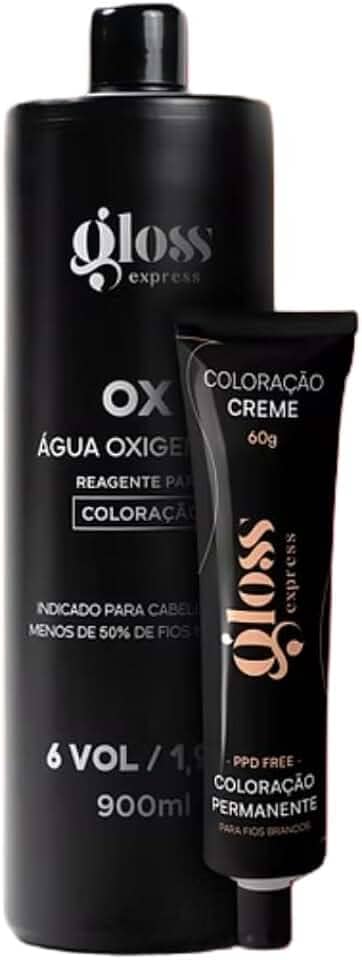 KIT COLORAÇÃO + OX para coloração de fios brancos 6 vol /1,9%