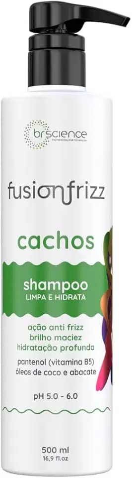 Shampoo para Cachos, Ondas e Crespos Fusionfrizz Brscience 500ml – Limpeza Suave, Hidratação Profunda e Ação Antifrizz para Cabelos Cacheados, Ondulados e Crespos