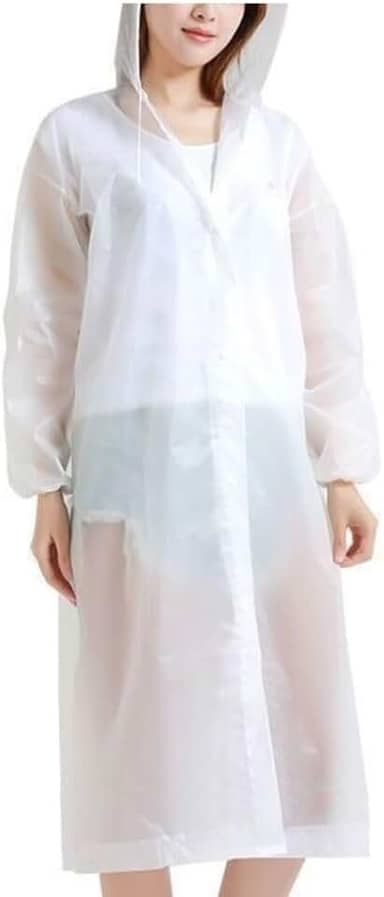 Capa de Chuva Reutilizável Transparente Capuz Adulto Unisex Impermeável Resistente Leve à Prova D’Água e Dobrável para Shows Viagens Caminhadas Acampamento Botão Passeio Festas