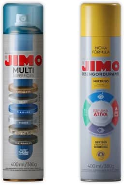 Kit 1 Jimo Multi Superfícies Aerossol 400ml e 1 Jimo Desengordurante Multiuso 400ml