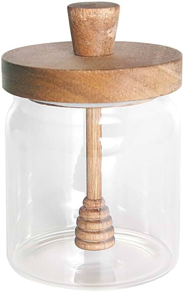 Meleira Abelha em Vidro Borossilicato com Tampa de Acácia e Mexedor 500Ml Dynasty - Full Fit