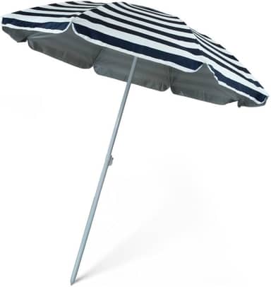 NTK, Guarda-Sol Solis Estrutura Aço e Fibra de Vidro 1,80m para Praia, Camping, Piquenique com Proteção UV 50+, Azul e Branco