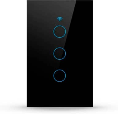 Interruptor Inteligente Wi-Fi Preto 3 Botões 2.4 GHz Smart Touch Bivolt Compatível com Alexa, Google Home, Tuya Neutro Paralelo Virtual