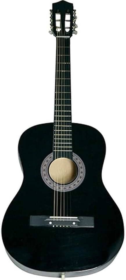 Violão Acústico Tradicional para Iniciantes, 6 Cordas de Aço, Preto, 38", Madeira Birch/Basswood