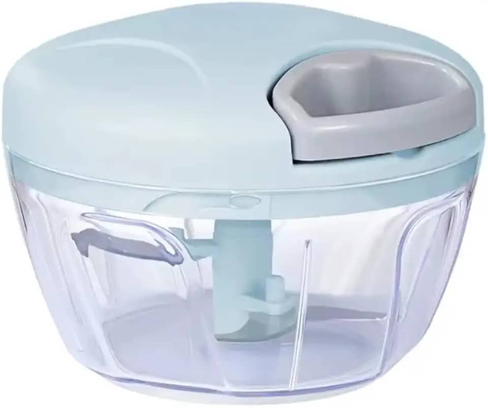 Mini Processador de Alimentos Manual 500ml com 3 Lâminas – Tritura Alho, Cebola, Temperos e Legumes (Verde)