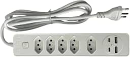 Filtro de Linha 5 Entradas 2 Portas USB 2 Portas Tipo C Régua de Energia 5 Tomadas com Entrada USB e Tipo C Extensão Multifuncional Bivolt de Design Premium