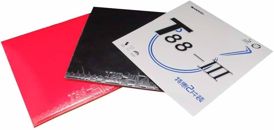 02 Borrachas Tênis de Mesa Profissional Sanwei T88 III Cores Preto e Vermelho Aprovado ITTF jogadores Avançado + Sidetape