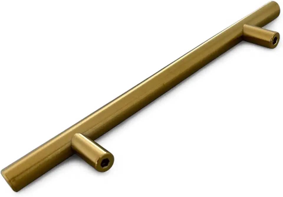 Puxador para Móveis e Gavetas, 20 cm, Aço Inoxidável, Acabamento Fosco, Estilo Minimalista, Kit com 4 Peças (Dourado)