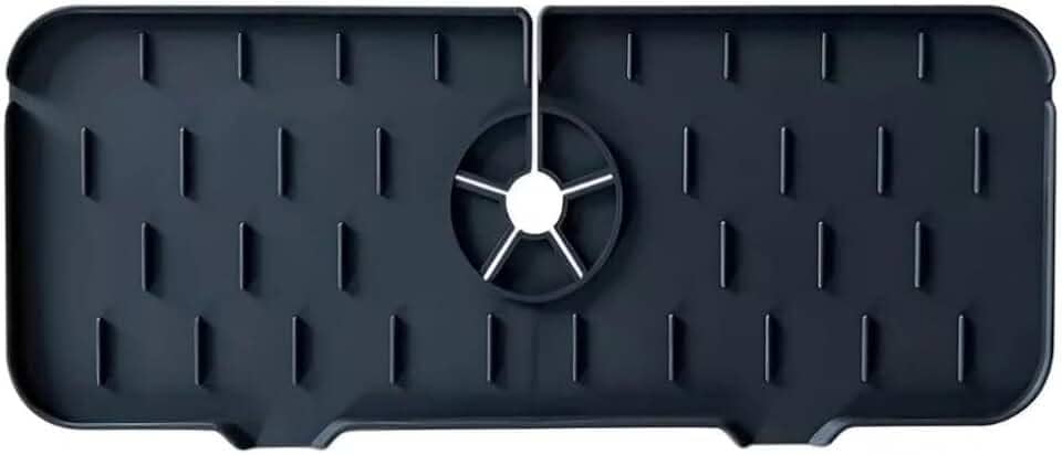 Tapete de Silicone para Pia Cozinha 37x14cm Antimofo, Ajustável, Lavável e à Prova d’Água (Preto)