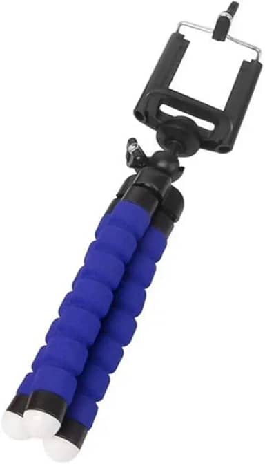 Mini Tripé Para Celular Com Design Flexível Com Suporte Adaptador Para Qualquer Aparelho Apoio Para Fotos e Vídeos (Azul)