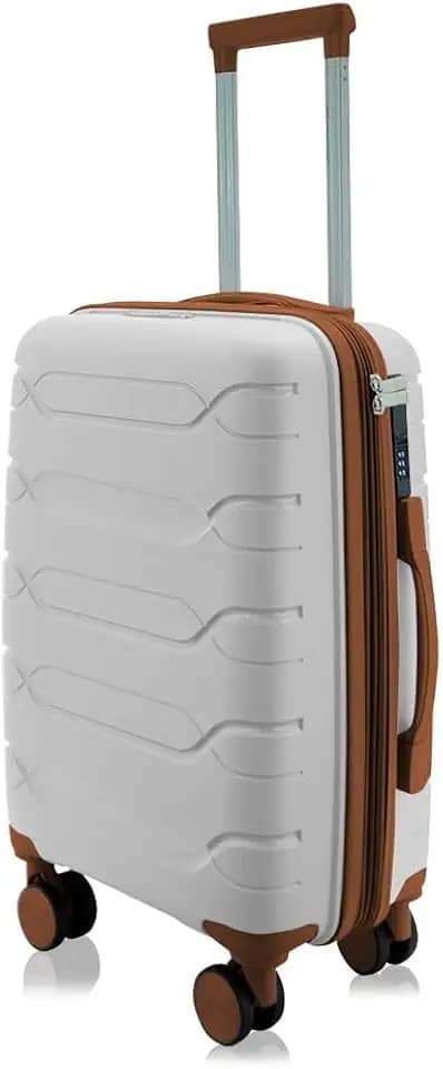 Mala de bordo rígida em Polipropileno com expansor, 4 rodas 360º, cadeado segredo. Para bagagem de 10kgs (P1MB Branca 1)