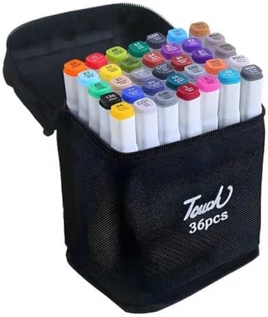 Conjunto de Canetas Marcador Permanente Canetinhas para Colorir Touch com Ponta Dupla para Desenhos Profissional e Escolar com Duas Pontas Hidrográficas com Estojo para Transporte Brashopmall® (36)