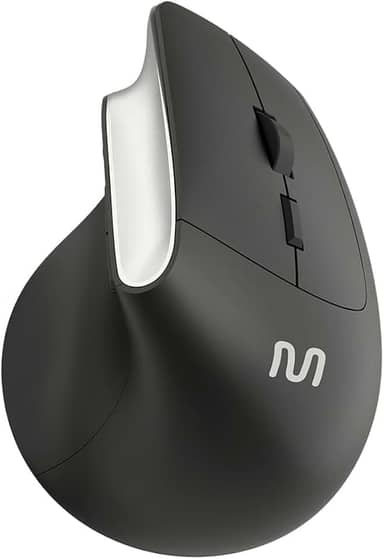 Mouse sem Fio Multi Ergônomico Vertical 2.4GHz com 6 Botões, Clique Silencioso e DPI Ajustável 800-1600 – Preto MO384