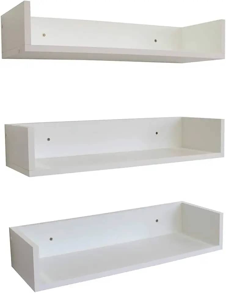 3 Prateleiras 50cm x 20cm x 11,5cm para livros e decoração - MDF Branco