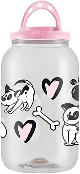 Pote Porta Ração Comedouro Cachorro Gato 3,6lt com Alça (Dog Rosa)