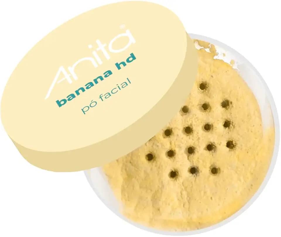 Pó Facial Banana Anita Cosméticos HD Vegano - Efeito Matte, Controla Oleosidade e Sela Maquiagem - Textura Fina Sem Flashback