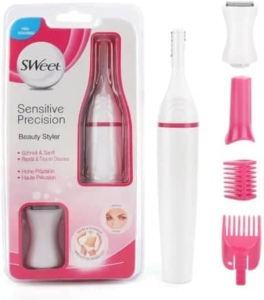 Sweet Aparador de Precisão Sensível, Barbeador Elétrico Feminino com Pentes, Branco e Rosa
