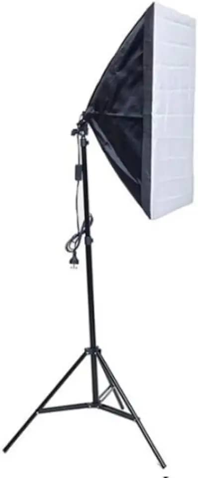 Kit Softbox 50x70 + Tripé 2m Estúdio Fotografia Iluminação Bivolt Bocal E27 com Tela Difusora
