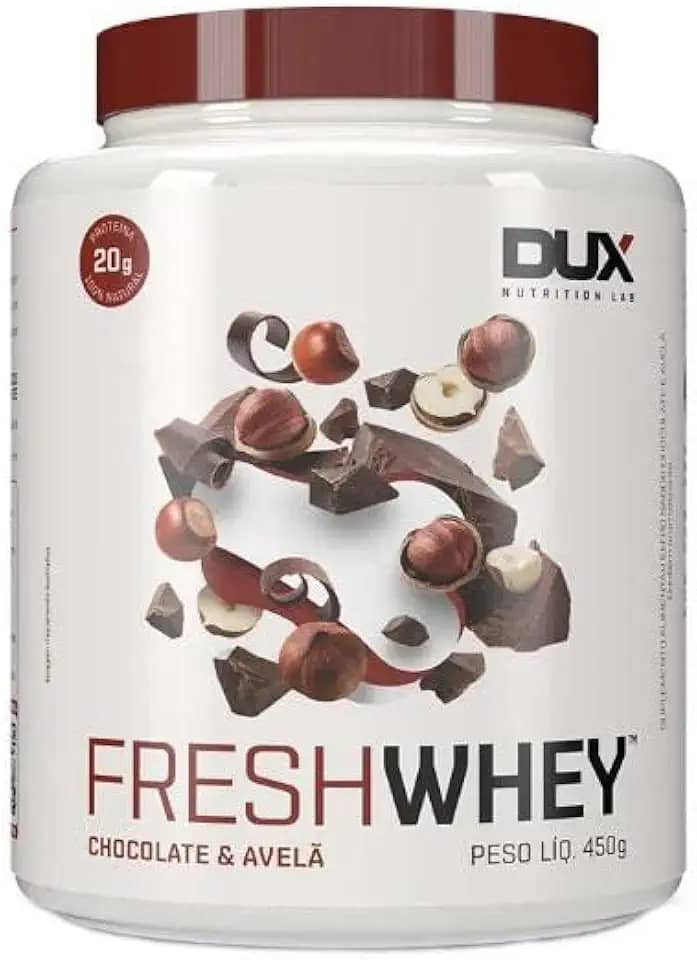 Suplemento em Pó Fresh Whey 3w Conc. Isolado Hidrolisado Chocolate belga e Avela 450g - Dux Nutrition