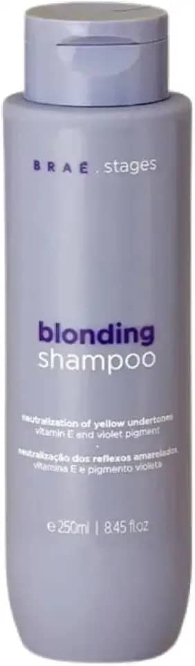 Shampoo Braé Stages Loiro Matizador 250ml - Neutraliza Amarelado, Efeito Platinado Profissional - Cuidados Cabelo Loiro