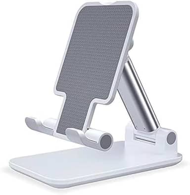 Suporte de Mesa para Celular e Tablet Dobrável Ajustável - Base Antiderrapante Universal - Ideal para Videochamadas, Filmes, Home Office e Viagens