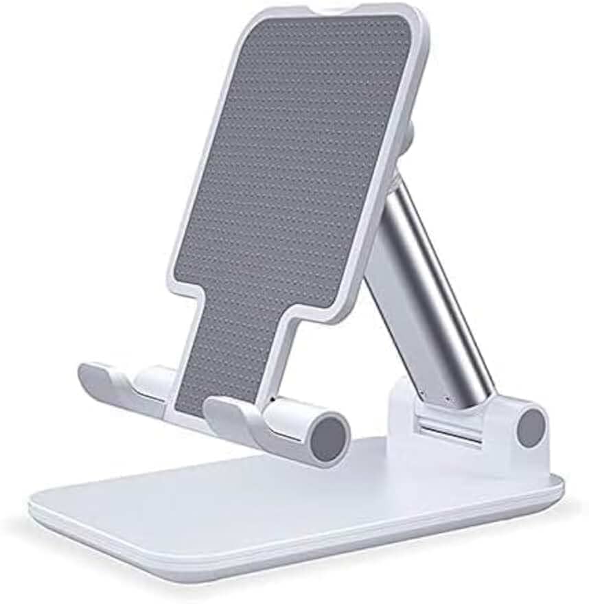 Suporte de Mesa para Celular e Tablet Dobrável Ajustável - Base Antiderrapante Universal - Ideal para Videochamadas, Filmes, Home Office e Viagens