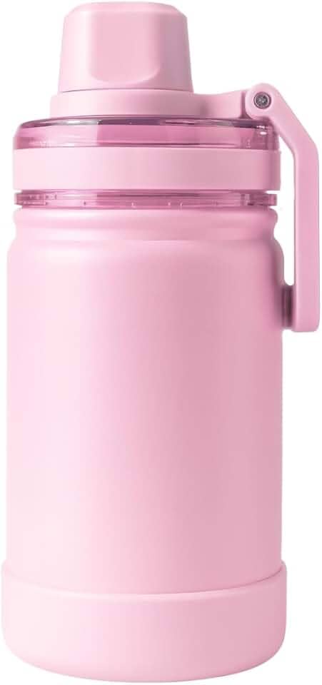 Garrafa Térmica Inox 350ml com Canudo, Alça Ergonômica e Base de Borracha Antiderrapante (Rosa)