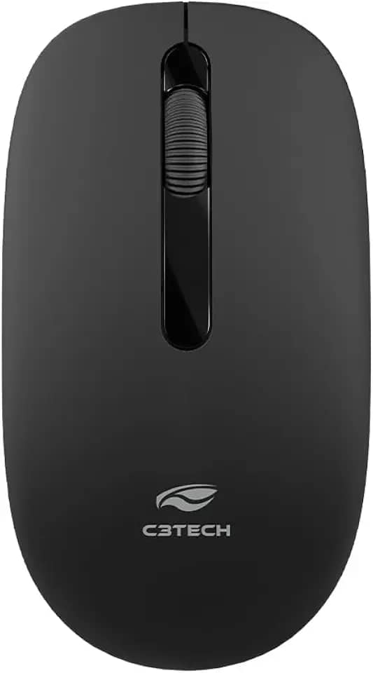 C3Tech Mouse Sem Fio M-W15BK, Preto, Wifi 2.4Ghz, 1200DPI, Ambidestro, 3 Botoes, Windows, MAC OS,LINUX, CHROME