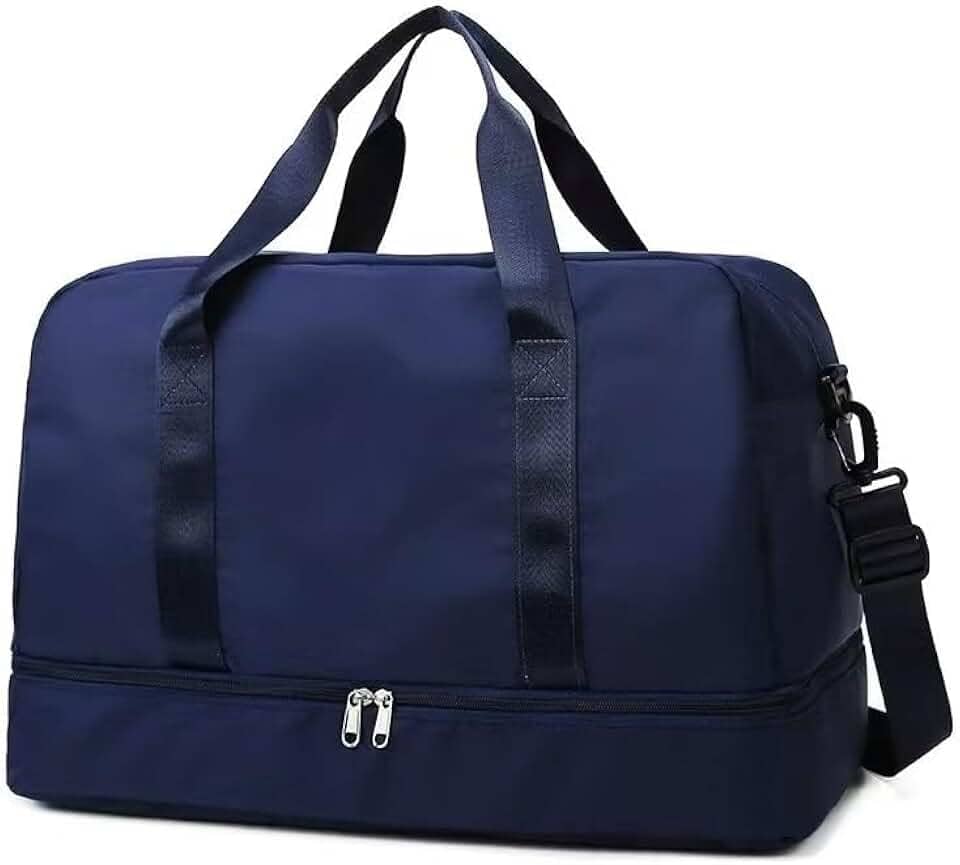 Bolsa Mala Para Viagem Academia De Grande Capacidade De Camada Dupla(Azul Escuro)