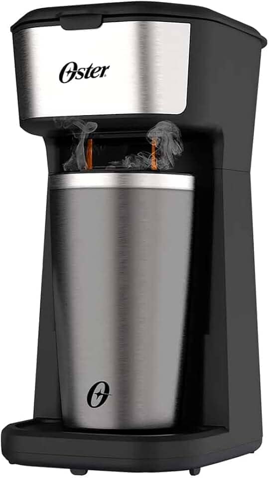 Cafeteira Oster 2Day Inox 2 em 1 com Copo Térmico, 110V, Preto/Inox, 600W, OCAF200