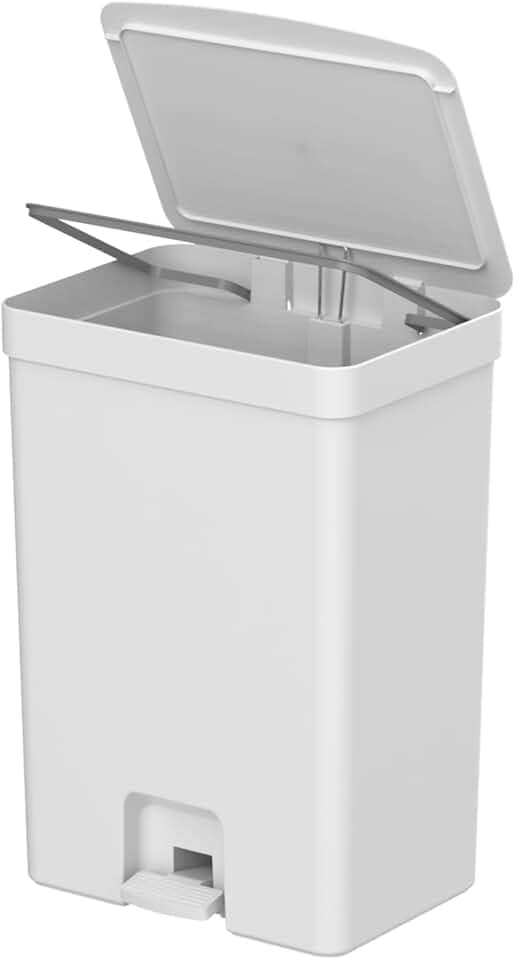 Lixeira para cozinha banheiro com pedal OU Trium 30 litros branca