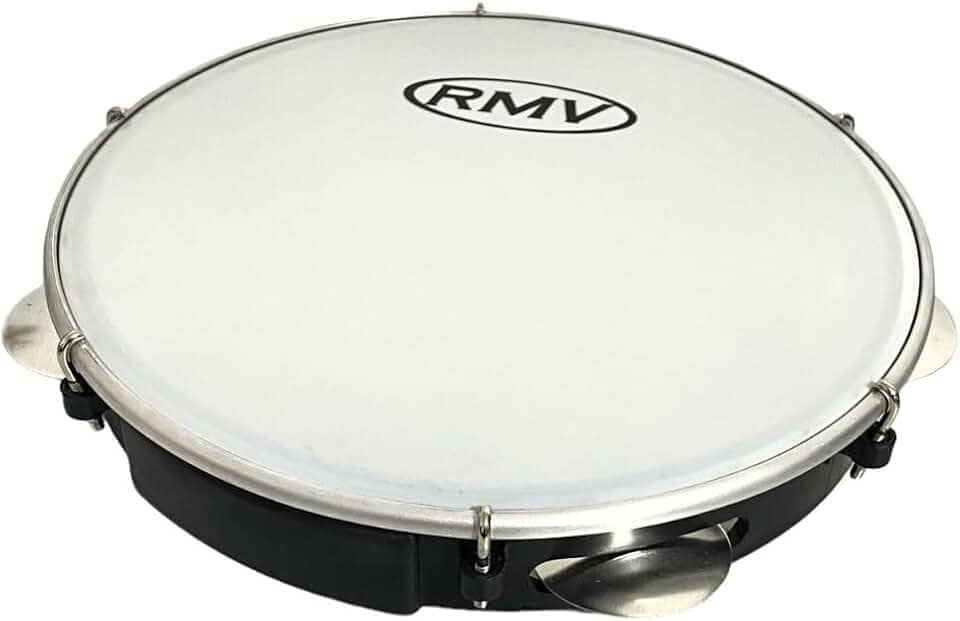 Pandeiro Profissional Rmv 10 Polegadas Preto Pele Leitosa