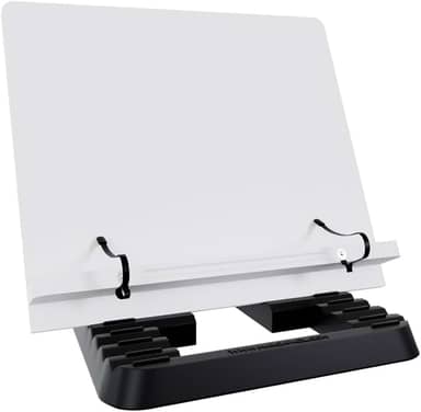 Marca Fácil Suporte para Livro e Notebook Resistente Ergonômico Durável Leve Portátil 19 Níveis de Ajuste com Prendedores de Páginas Branco M02