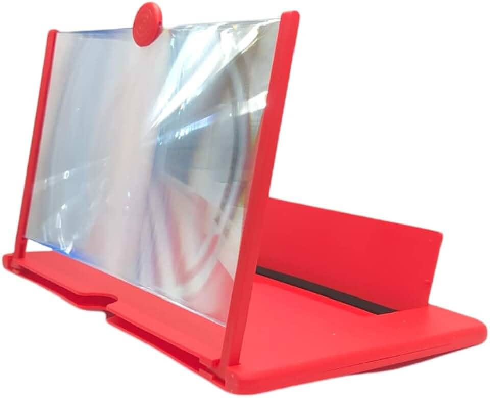Ampliador de Tela para Celular e Tablet, Lupa de Aumento 12 Polegadas, Suporte Universal P-12 (Vermelho)
