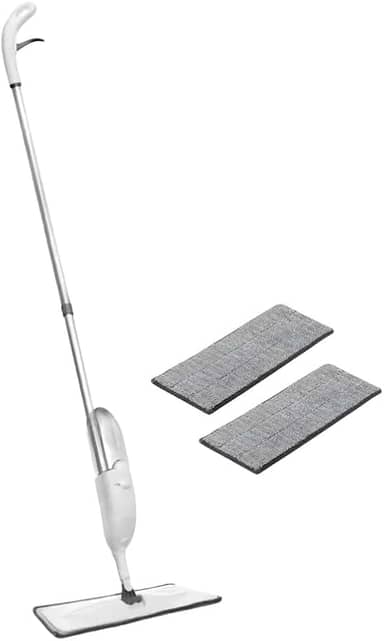 Mop Spray com Rotação 360°, Vassoura Magica, Com dispenser desinfetante, Rodo com tecido, Reservatório, Acompanha 2x Pano de Microfibra, Remove Pelo