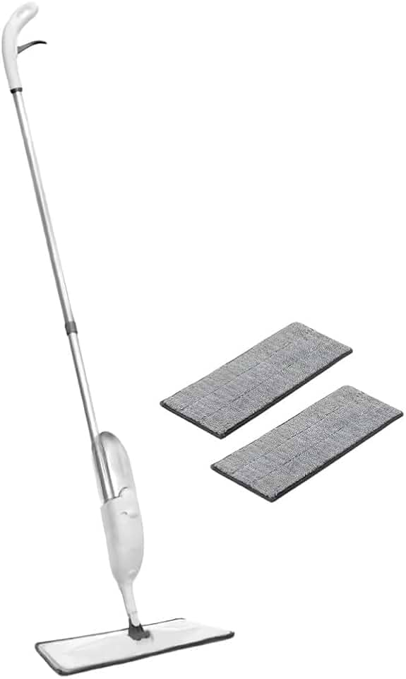 Mop Spray com Rotação 360°, Vassoura Magica, Com dispenser desinfetante, Rodo com tecido, Reservatório, Acompanha 2x Pano de Microfibra, Remove Pelo