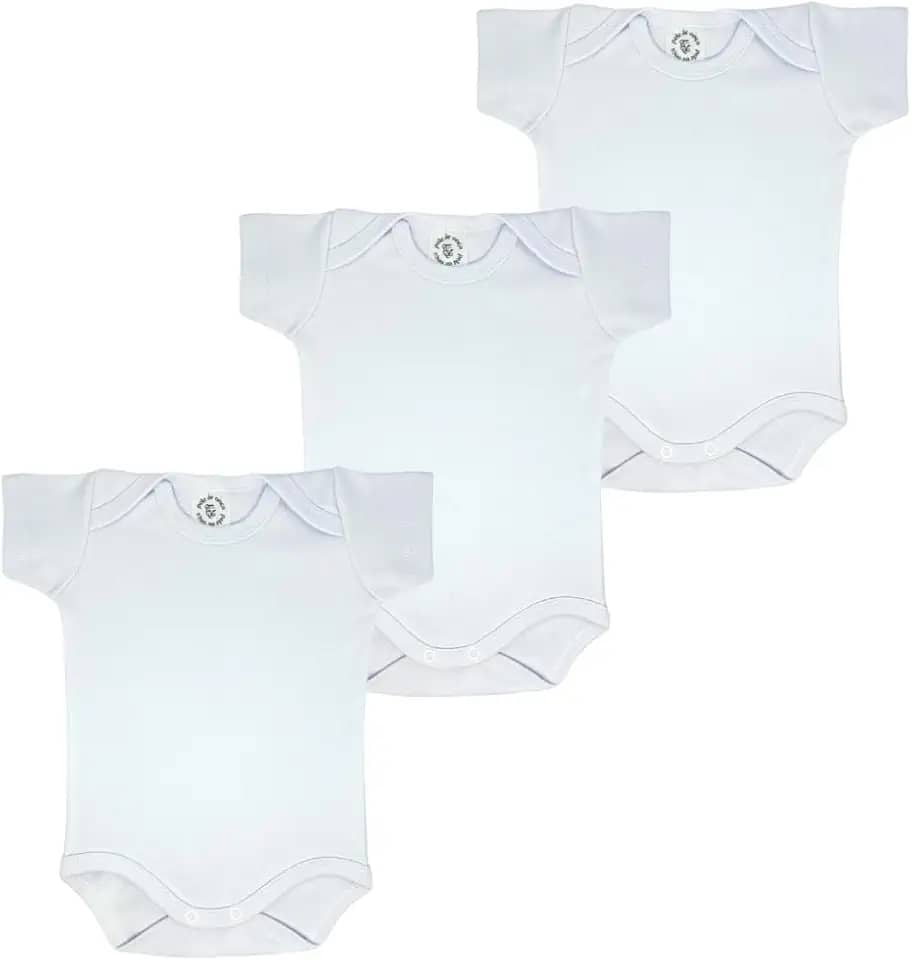 Kit Com 3 Bodies Manga Curta Para Bebê Menino Menina 100% Algodão