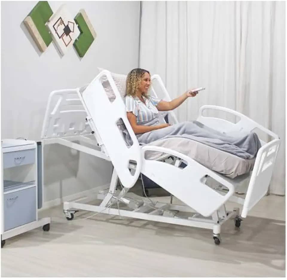 Cama Hospitalar Elétrica Motorizada Com Colchão D33 9 Movimentos Com Elevação de Altura para Idosos 1037.AS